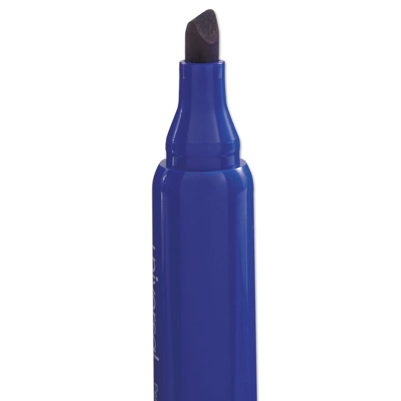 Universal Chisel Tip Permanent Marker, Broad Chisel Tip, Blue, Dozen - Image 2